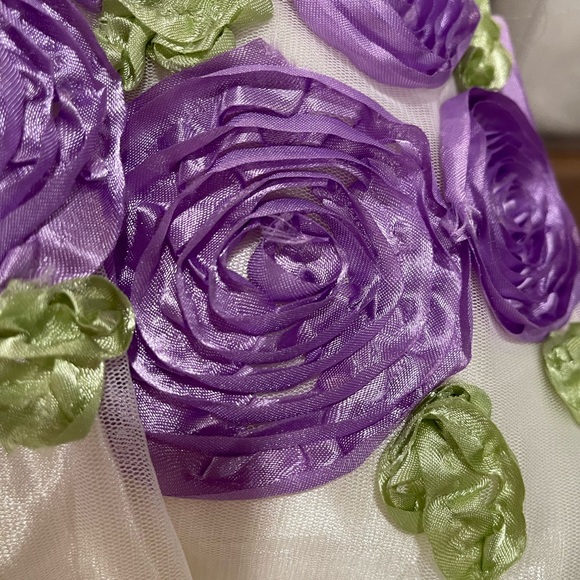 American Princess Ivory and Purple Rosette Dress with Cardigan - Picture 9 of 11